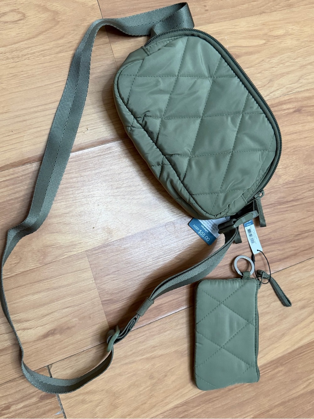 Vera Bradley Quilted Olive Green Mini Crossbody with Card Pouch